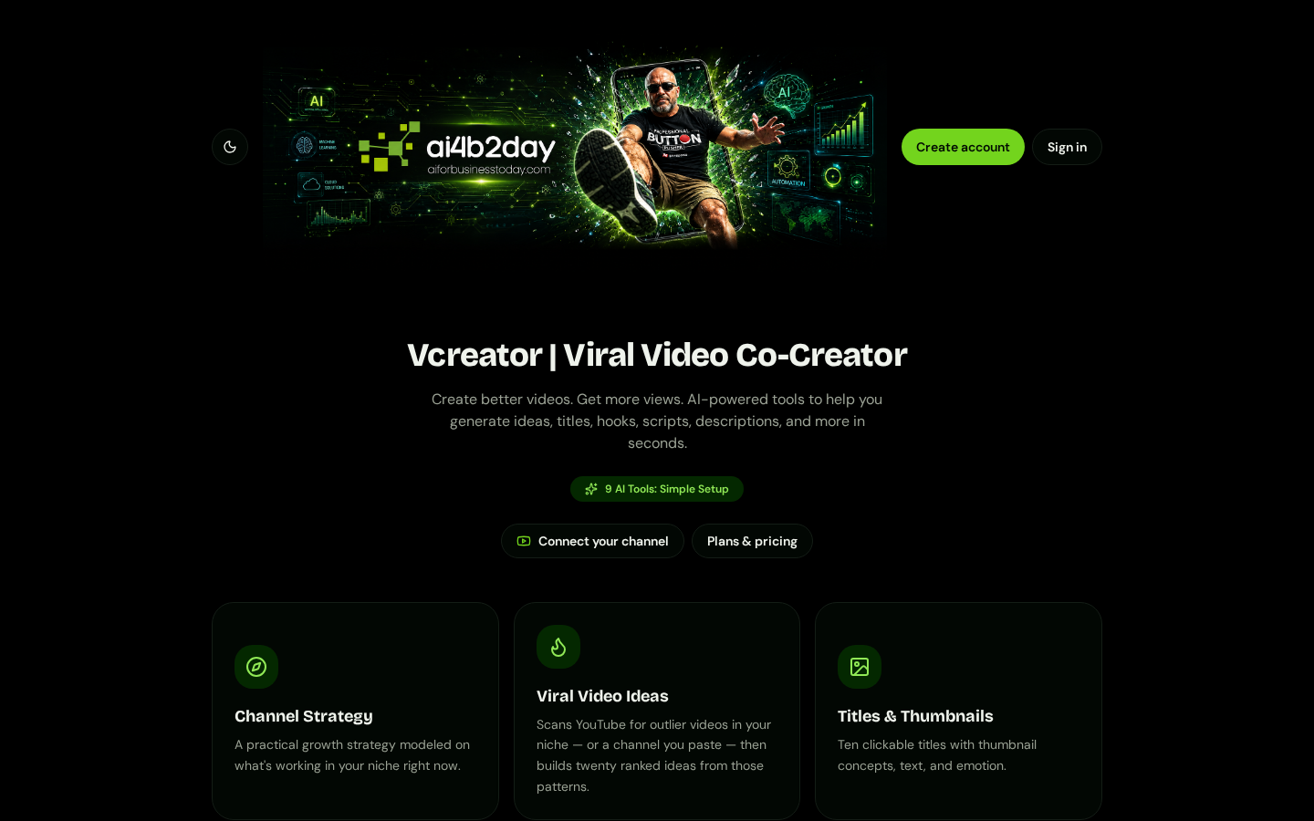 Vcreator app built by AI For Business Today